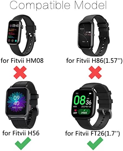 Banda Compatível para Fitvii 1.7 Rastreador de fitness, pulseiras de substituição ajustáveis ​​pulseira de silicone macio para fitvii 1.7 '' H56 Touch Screen Bands Smartwatch