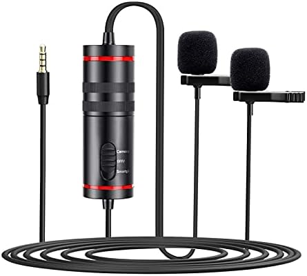 Teerwere lapela mic 3,5 mm Microfone Lavalier com microfones duplos Oni-Directional Sound Pickup de 6,35 mm Adaptador