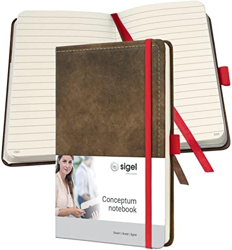 Sigel Co603 Notebook Conceptum®, vintage, marrom, capa dura, forrada, aprox. A5, com vários recursos