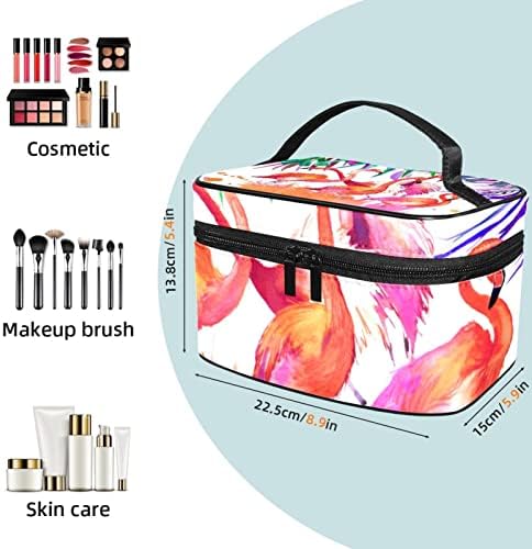 Bolsa de higiene pessoal, saco de cosméticos de maquiagem para homens, folhas tropicais flamingo flor