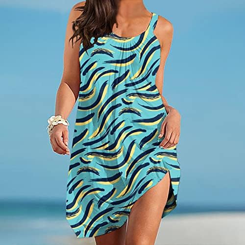 Vestidos de verão KCJGIKPOK PLUS TAMANHOS, estampa de flor de grandes dimensões Camisole Crewneck Swing Swing Up Beach Dress