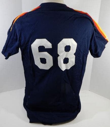 1986-93 Houston Astros #68 Game usado Jersey da marinha Practicação NP Rem 46 677 - Jogo usou camisas MLB