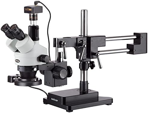 AMSCOPE SM-4TZ-FRL-MB Microscópio de zoom estéreo profissional de estéreo profissional, oculares Wh10x, ampliação de 3.5x-90x, objetivo