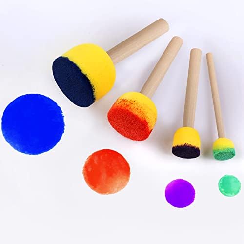 30 PCs Sponges redondos pincel, escovas de esponja redonda para pintura, esponjas de pintura para pintura de acrílico, ferramentas de pintura para artesanato infantil