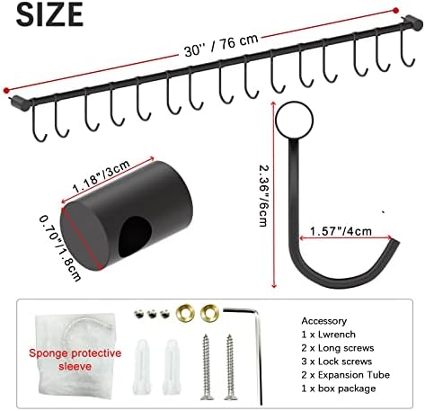 OKEPOO 304 CANHER DE UTENSIL DE COZINHA DE AÇO ANTERSO - Montamento de parede de 30 polegadas com 10 ganchos de deslizamento