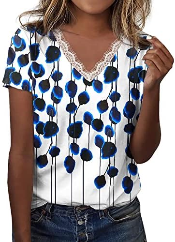 Tops fofos para mulheres Floral Fit Sanve Tops de pescoço vos de pescoço boho verão 2023 camisas de tamanho grande blusas de treino