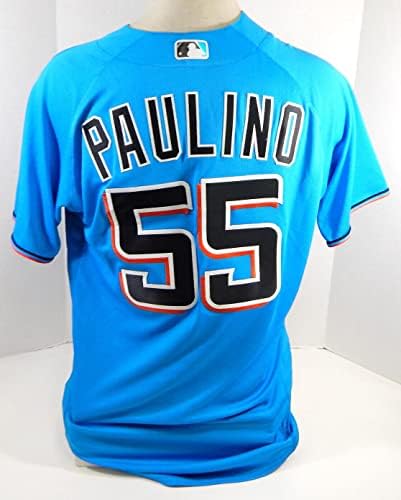 Miami Marlins Paulino #55 Jogo emitido Blue Jersey 44 DP22295 - Jerseys MLB usada para jogo MLB