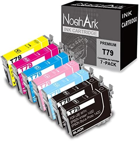 Noahark 7 Packs T079 Substituição de cartucho de tinta remanufaturada para Epson 79 Uso para Artisan 1430 Stylus Photo 1400 Impressora de jato de tinta