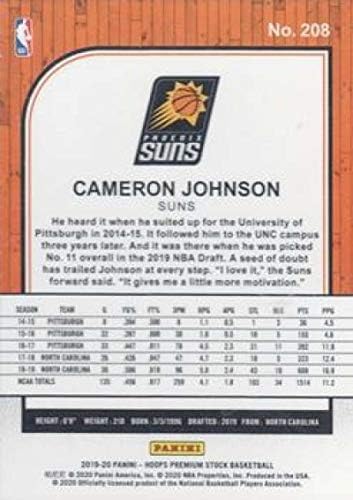 2019-20 Panini Hoops Premium Stock Retail 208 Cameron Johnson Phoenix Suns RC Rookie NBA Basketball Trading Card