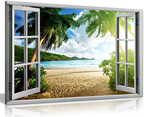 Praia do pôr do sol da praia Visualize o efeito da janela 3d