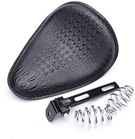 Escolhas ricas O assento solo de couro de crocodilo preto com kit de suporte de primavera para Harley Davidson Sportster XL 1200