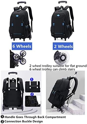 Rolando mochila para garotos bolsas de carrinho para livros de rolos do ensino médio primário com rodas viagens de volta para meninas adolescentes