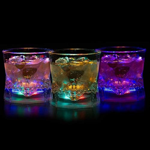 Os óculos antiquados de Multicolor ativados por líquidos ~ Divertido, divertido, bebendo copos - 10 onças. - Conjunto de 8