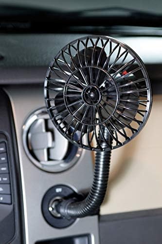 Ventilador de mini carros de Koolatron 12V, ventilador portátil direto de plug-in com pescoço flexível e ajustável, ideal para