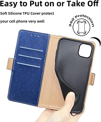 Caixa de couro SKM para iPhone 14/14 Plus/14 Pro/14 Pro Max, capa de carteira de flip com suporte de cartas de choque magnético à prova de choque TPU Shell