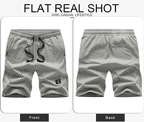 JMIERR Mens algodão shorts de suor com 3 bolsos Survetes de treino de treino de corredor de shorts atléticos de 7 polegadas de shorts