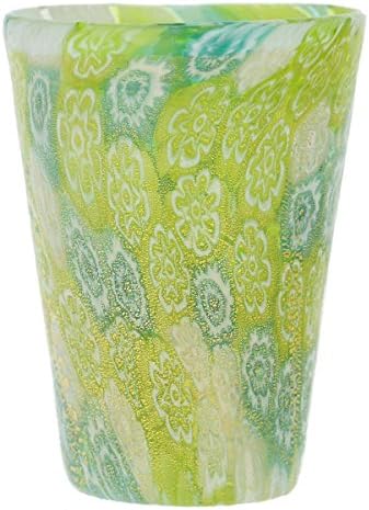 GlassOfvenice Murano Glass Millefiori Shot Glass - Green Gold