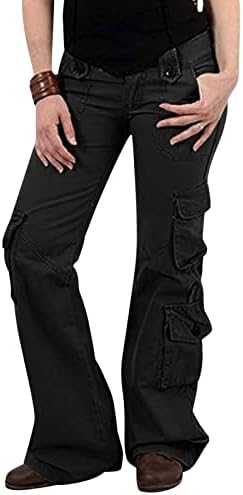 Calça de carga Zlovhe, calça de carga folgada feminina vintage com calças de pernas largas de bolsos largos calças