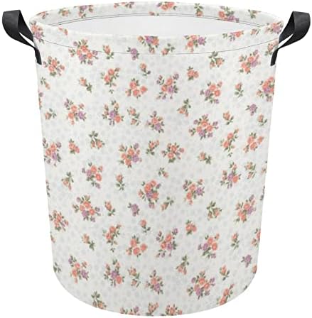 Cesto de lavanderia céu Petite floral cesto com alças cesto dobrável Saco de armazenamento de roupas sujas para quarto, banheiro, livro de roupas de brinquedo
