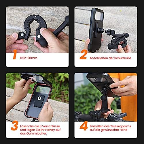 Suporte de bicicleta à prova d'água ajustável por 6,7 polegadas motocicletas celulares móveis suporte GPS Mount 360 ° Rotativo Anti-Shake Guidão estável Suporte móvel Montagem