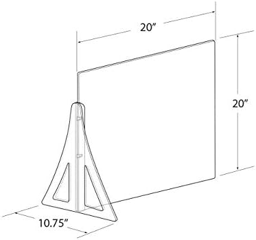 Azar exibe 179890-187 Protetive Sneeze Guard para balcão e mesa - barreira portátil de plexiglasse - partição de blindagem plástica