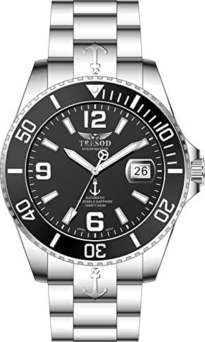 Tresod Men's Ocean Master 300m Front & Back Sapphire Crystal Ceramic Buzel 24J Relógio Automático