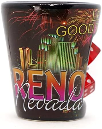 Reno Nevada Dice Collage Black Shot Glass