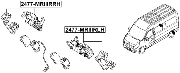 Conjunto de pinça de freio esquerdo traseiro Febest 2477-Mriiirlh OEM 2136277