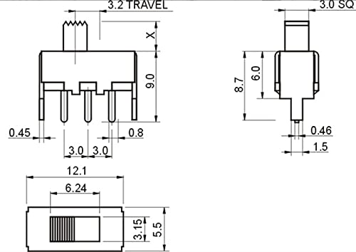100pcs SS12F44 Switch 3pin SS-12F44G4 Linha única Lançador de alternância vertical Comprimento de 4mm 4mm 4mm