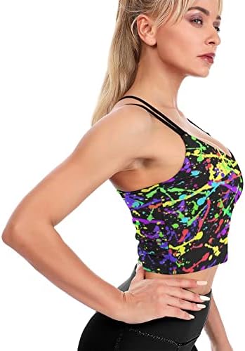 Cyloten Women's Sport Tank Top 80s dos anos 90s de festa Yoga Bra esportivo acolchoado -