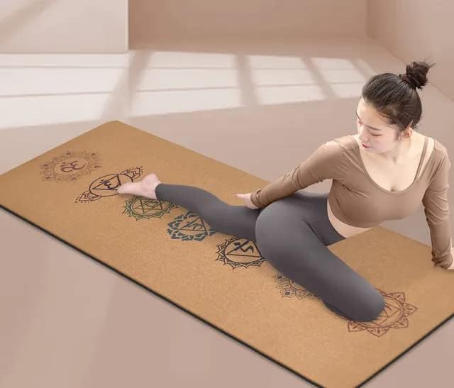 FilixTrue Borracha Natural Yoga Mat / Cork Yoga MAT + Carga de alça para ioga e treino