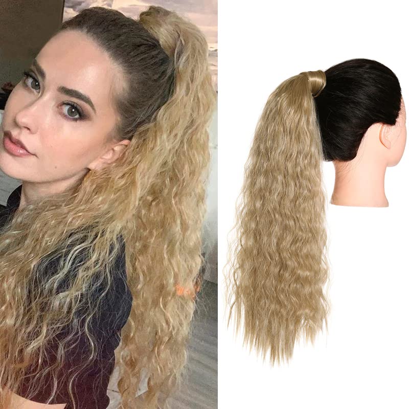 Sarla long Curly Curly Wavy Ponytail Hair Extension Wrap Synthetic em torno de cabelos de cauda de pônei falsos para mulheres 22 polegadas