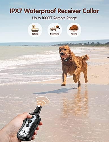 Colar de choque de cachorro Patpet para 2 cães, colar de treinamento de cães recarregável com colarinho elétrico à prova d'água remoto, iPx7