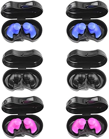 6 pares nadando tampões para os ouvidos à prova d'água plugues de ouvido adultos Protetores de orelha de silicone reutilizáveis ​​para banho de banho de banho de snorkeling e outros adultos esportes aquáticos infantis, 3 cores