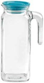 Jarro frigoverre de vidro de bormioli rocco com tampa hermética de cerceta, 1 litro, jarro com vedação hermética, alça de bico