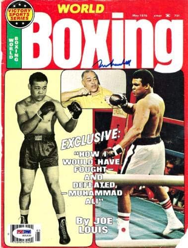 MUHAMMAD ALI Autografou Boxing World Magazine Capa PSA/DNA S01635 - Revistas de boxe autografadas