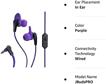 JLAB AUDIO JBUDSPRO Premium In -ear fones de ouvido com microfone, ajuste garantido, garantido para a vida - roxo