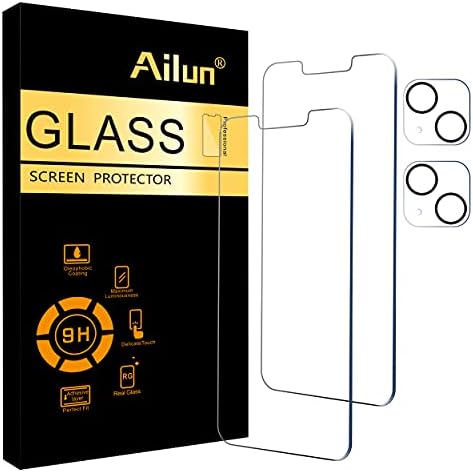 Protetor de tela Ailun 2 Pack para iPhone 13 [Display de 6,1 polegadas] com 2 pacote de lente de câmera de vidro temperado com 2 pacote Protetor de lente, [9H Drafidade] -hd [4 pacote]