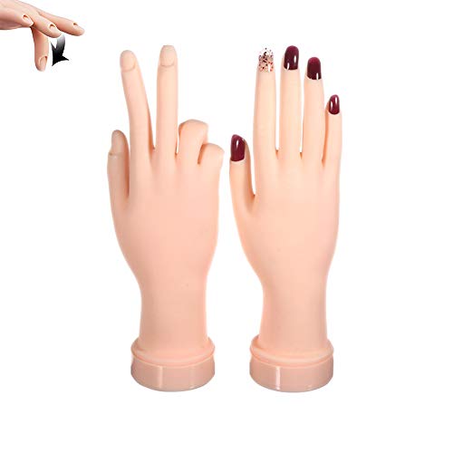2PCs Pratique a mão para unhas de acrílico, treinamento de na unha, mão, mão falsa para unhas prática, ferramenta flexível