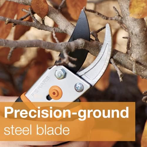 Facas de faca e fiskars de aço inoxidável Ferramentas de jardinagem: Bypass Pruging tesouras, lâmina de aço de precisão