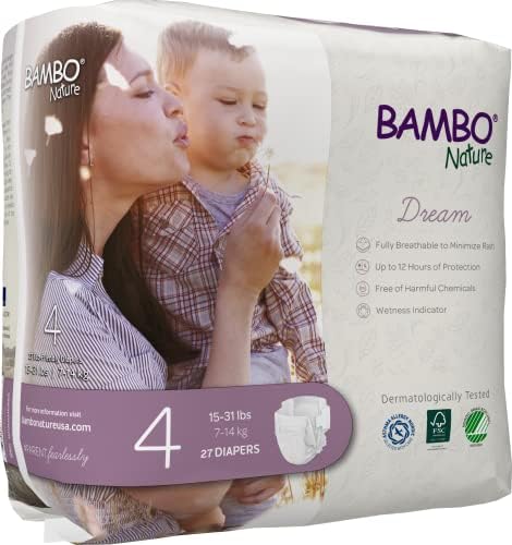 Fraldas para bebês premium de bambo, tamanho 4, 27 contagem