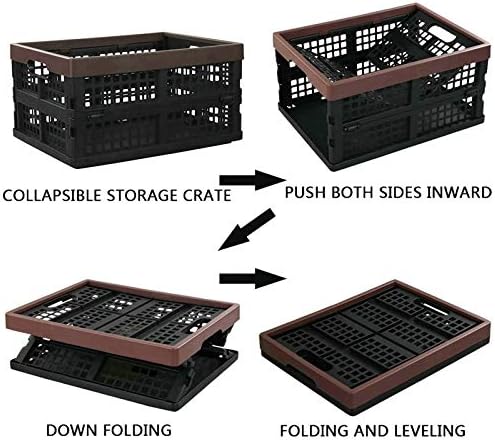 Kekow 15 l preto cesto de armazenamento dobrável de plástico preto, armazenamento dobrável de caixas, conjunto de 3