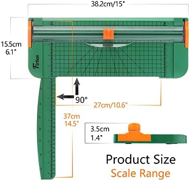 Firbon Green A4 Cutter Cutter Pacote com lâminas de reabastecimento de 5pcs, aparador de papel de 12 polegadas com régua lateral para