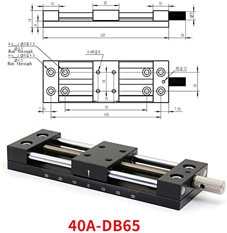 X Deslocamento de eixo único Tabela 40A-DB65 Manual Linear Stage Translation Deslocamento Plataforma Estação 40x25mm Tamanho