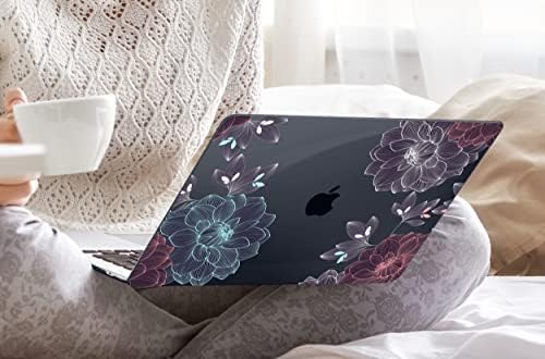 Dongke Compatível com MacBook Pro mais antigo Caso de 16 polegadas 2020 2019 Liberação A2141 com a barra de toque Touch ID, plástico Hard Shell e Teclado e Filme de tela - Dahlia Flowers