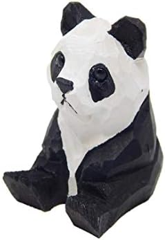 Selsela Panda Decoração de Figura do urso de estátua artesanal em miniatura de madeira de madeira esculpida animal pequeno animal