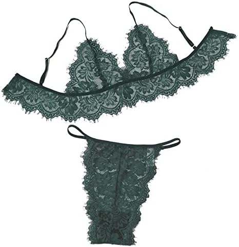 Conjunto de lingerie de renda floral sexy e sexy, apliques malha bralette sutiã e shorts Babydoll Teddy Sexy Lingerie