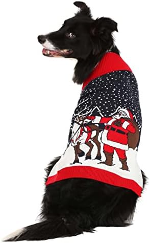 Trajes divertidos Papai Noel e suéter de cão de rena L