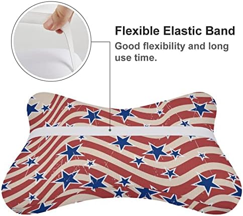 Almofado de estrelas patrióticas e listras americanas Almofada de pescoço 2 PCs Confortável almofada automática Cushion Brofado