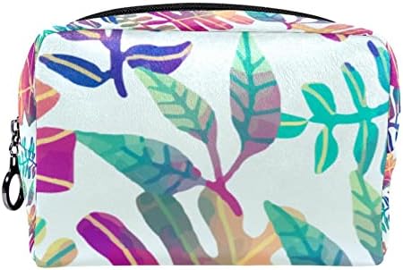 Bolsa de maquiagem tbouobt bolsa de bolsa cosmética bolsa bolsa com zíper, folhas tropicais coloridas arte